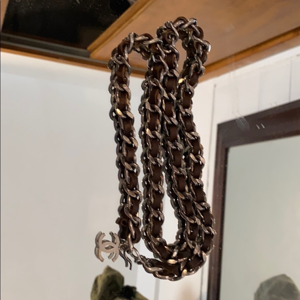 Chanel Nickel/silver brown leather belt - Picture 5 of 13